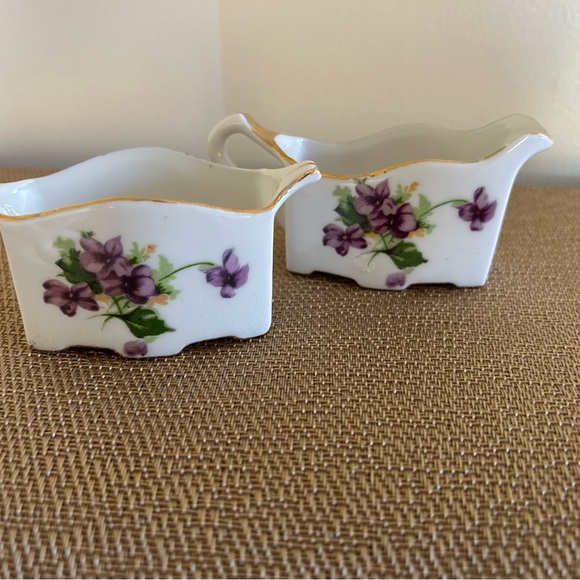 Vintage Norcrest Transferware Miniature Sugar and Creamer Voilet Flowers set, - Picture 14 of 16